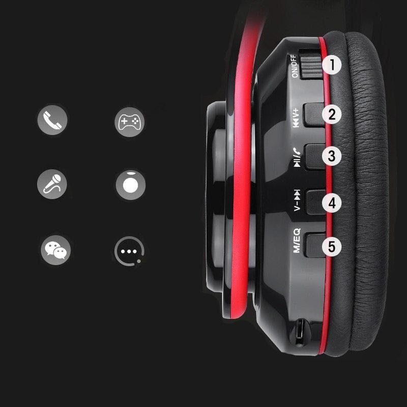 Light-emitting Headband Bluetooth Headset Foldable HI FI Game Sport Plug-in Card with Microphone