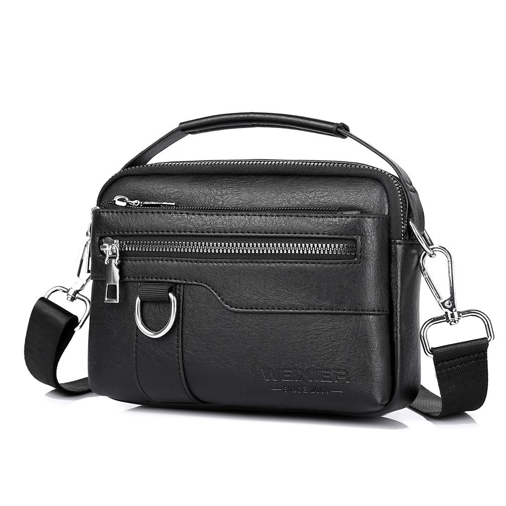 WEIXIER Men's Leather Crossbody Shoulder Bag Waterproof Messenger Bag Briefcase Satchel Travel Work Bag
