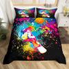 Ski Duvet Cover Set Twin Queen for Boys Girls Winter Extreme Sports Games Bedding Set 2/3Pcs Cartoon Skier Snowboard Quilt Cover