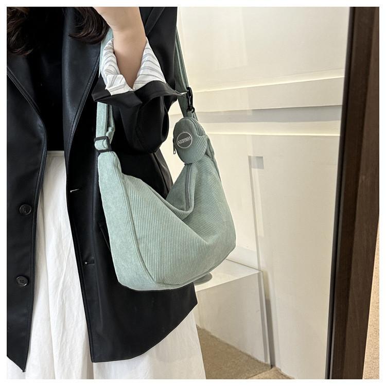 Stylish Tote Bag With Coin Purse Urban Minimalist Fashion Soft Corduroy Material Various Colors