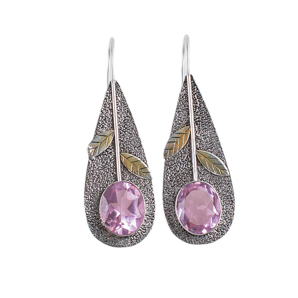 Natural Morganite Gemstone 925 Sterling Silver Jewelry Handmade Earrings 2.00" EE-72-10