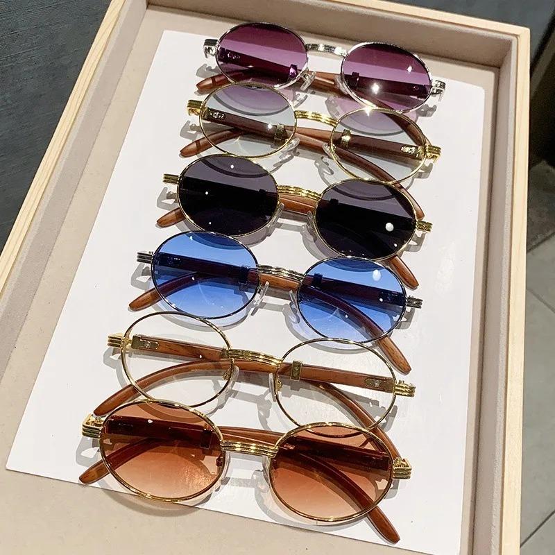 Retro Oval Men Sunglasses Fashion Brand Designer Clear Gradient Lens Eyewear Women Luxury Sun Glasses Shades UV400