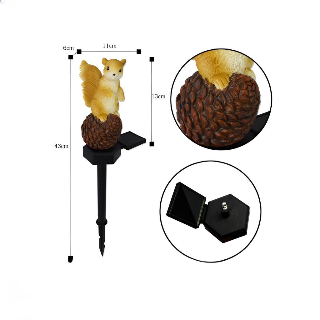 YZYOE Outdoor Pineal Squirrel Cute Resin Animal Garden Wireless Dusk To Dawn LED Solar-Powered Lamp, Lamp, Waterproof.