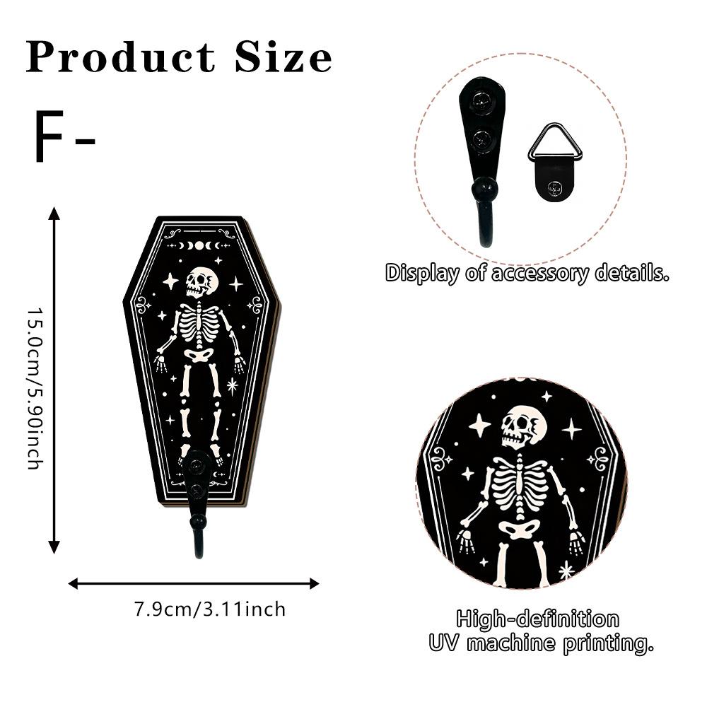 Wooden Hook Dark Lunar Phase Skull Wall Hanging Key Hook Retro Witch-style Wall Decoration Hanger
