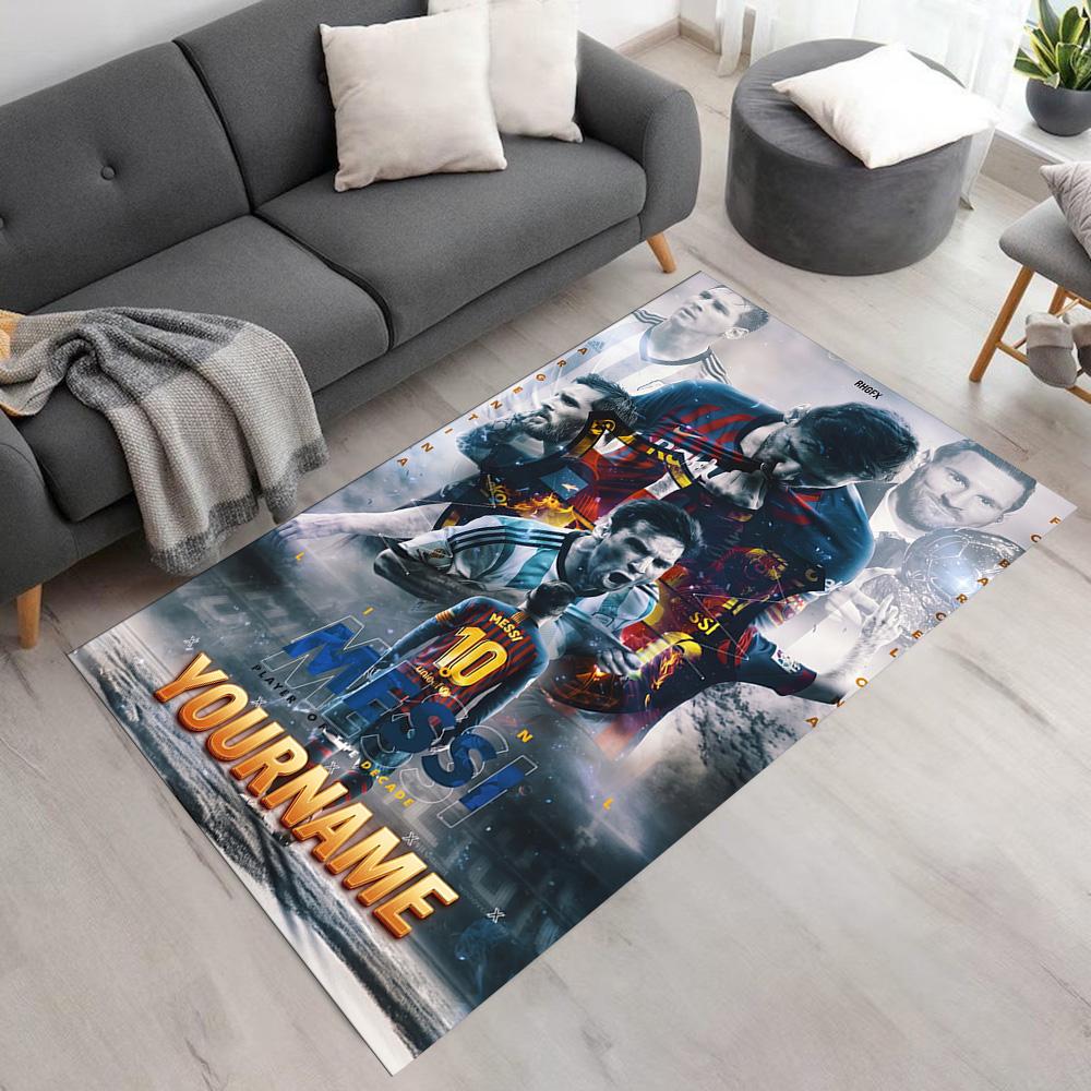 Messi Customize Your Name Carpet Design for Bedrooms Decorate room Outdoor Game Room Antislip Carpet Anime Office Decor Wedding Party Gift