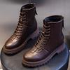 Leather Martin boots women's autumn 2025 new thick heel retro casual short boots children's British medium boots women's boots