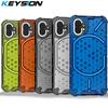 KEYSION Shockproof Armor Case for Nothing Phone One 1 Soft Silicone+PC Transparent Honeycomb Phone Back Cover for Nothing Phone1