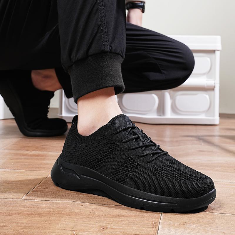 Large size summer breathable mesh shoes fly-woven mesh soft sole autumn black sneakers casual