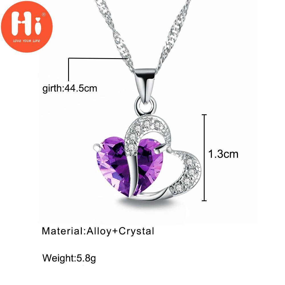 Hi Love Heart Romantic Love Colier nunta Colier cu pandantiv cu cristale pentru femei