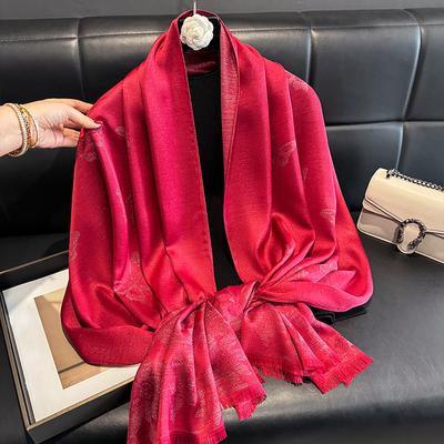 Bufanda de Seda de Oro Tencel Algodón Seda Moda para Mujer Versátil Seda Artificial Fina Mariposa Larga Bufanda de Playa Bufanda