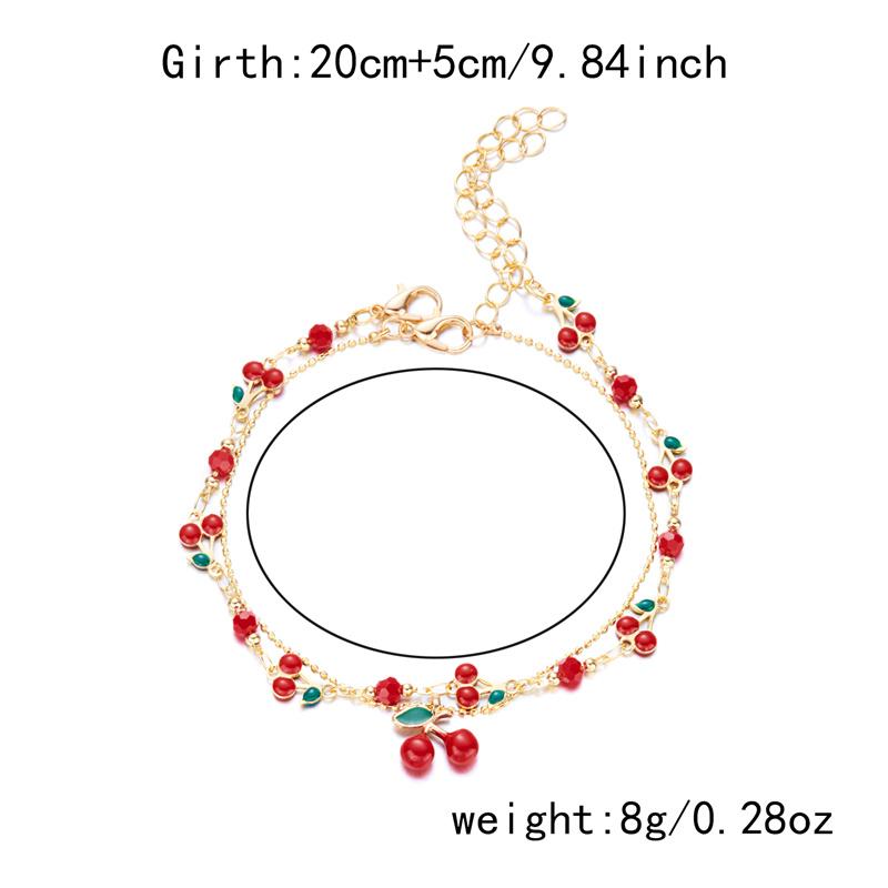 New Trendy Summer Beach Red Cherry Bracelet for Women Cute Sweet Metal Chain Cherry Pendant Bracelet Party Jewelry Birthday Gift