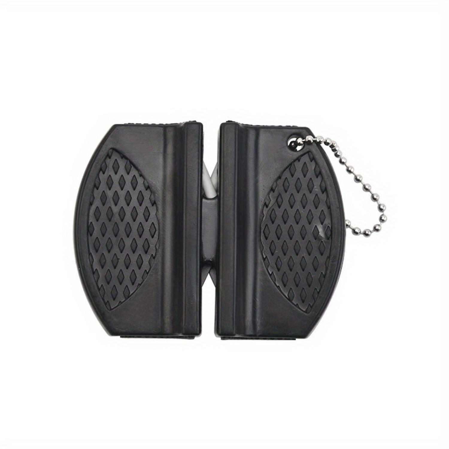 

1 шт. точилка для ножей из вольфрамовой стали, мини-керамический стержень, карманный инструмент для заточки кухонных ножей с пластиковой ручкой. чёрный