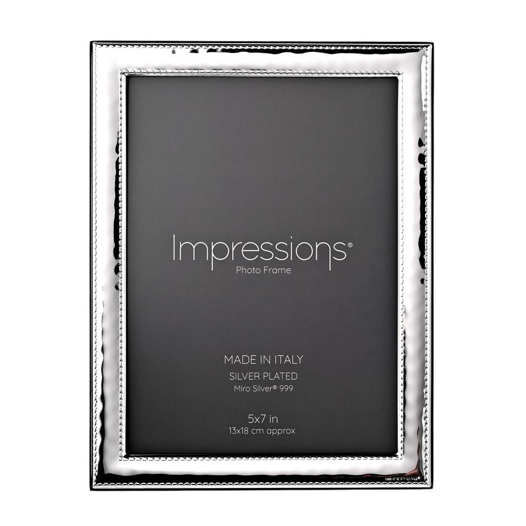 Impressions 999 Silver Narrow Rock Photo Frame 5 X 7 Wood Back Made In Italy