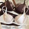 Sexy Lace Women Lingerie French Flowers Embroidery Bra Set Breathable Mesh Splicing Push Up Bras Hollow Thin Cup Underwear Sets
