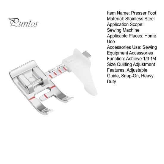Sewing Machine Presser Foot Adjustable Guide Snap-On Stainless Steel Quilting Patchwork Stitching Low Shank Domestic Sewing Machine Feet