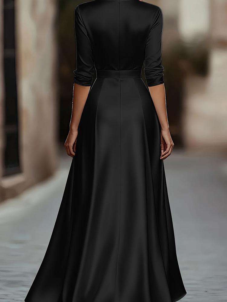Cross2026 Κομψό Φόρεμα V-neck Ελαφριάς Πολυτέλειας για Βραδινή Πάρτι Άνοιξης/Φθινοπώρου και Επίσημη Ενδυμασία