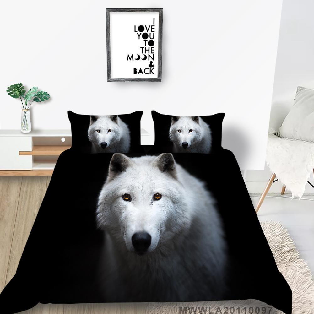 2023 New Style Duvet Cover Set Wolf Printing Bed Set Luxury Cool Bedding Set Cover Girl Bedding Set Polyester Single Size Bed Cover