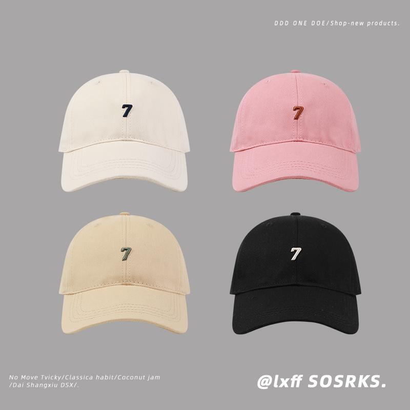 New Three Dimensional Embroidered Number 7 Baseball Hat for Women Showing Their Faces Elementary School Couples Versatile Baseball Cap