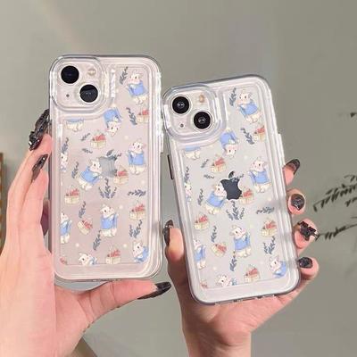 Roztomilý Králíček Květina iPhone13 Pouzdro pro Apple 11 XR 12 14 Měkký Silikonový Kryt na Mobilní Telefon Odolný proti Pádu 8P