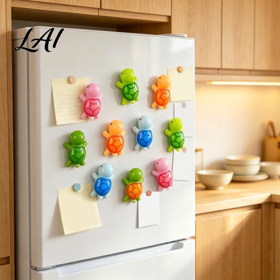 Kitchen Fridge Magnet 5Pcs Mini Resin Turtle Refrigerator Magnet Colorful Tortoise 3D Home Office Locker Decorative Accessories Animal Magnets