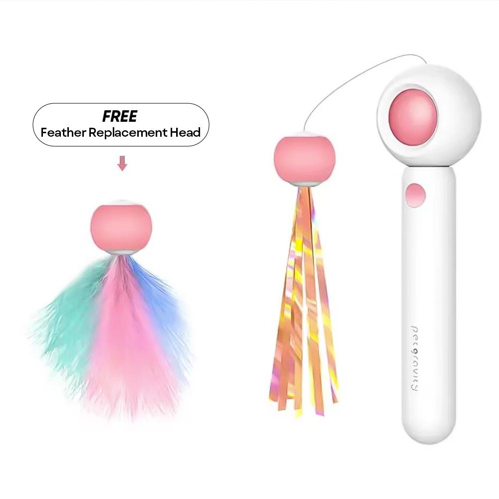 Interactive Cat Toys Retractable Cat Stick Toy for Kitten Playing Cat Laser Teaser Wand Pets Supplies Products Cat Accessories