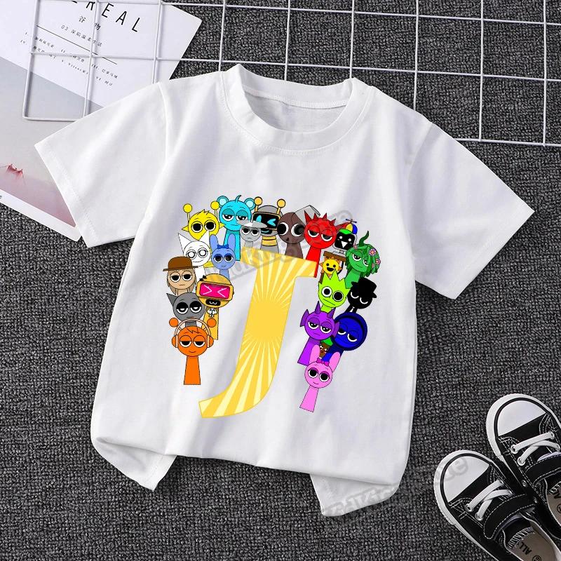 Children's T-shirt A-Z letter T-shirt cute cartoon boy and girl clothes