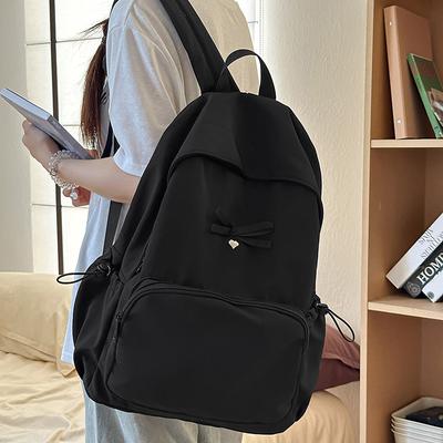 Einfarbige Schleife Studenten-Schulranzen Damen-Rucksack