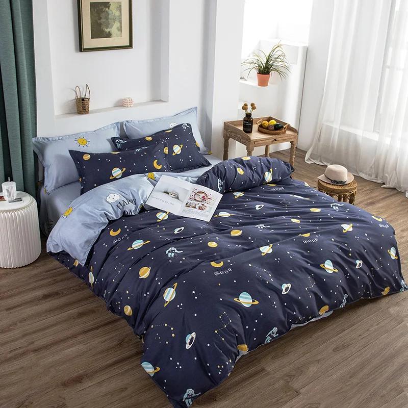 Пододеяльник для мальчиков Star Galaxy Space Planet Cartoon Astronavt, двусторонний комплект постельного белья Boundless Galaxy Starlight, 4 шт.