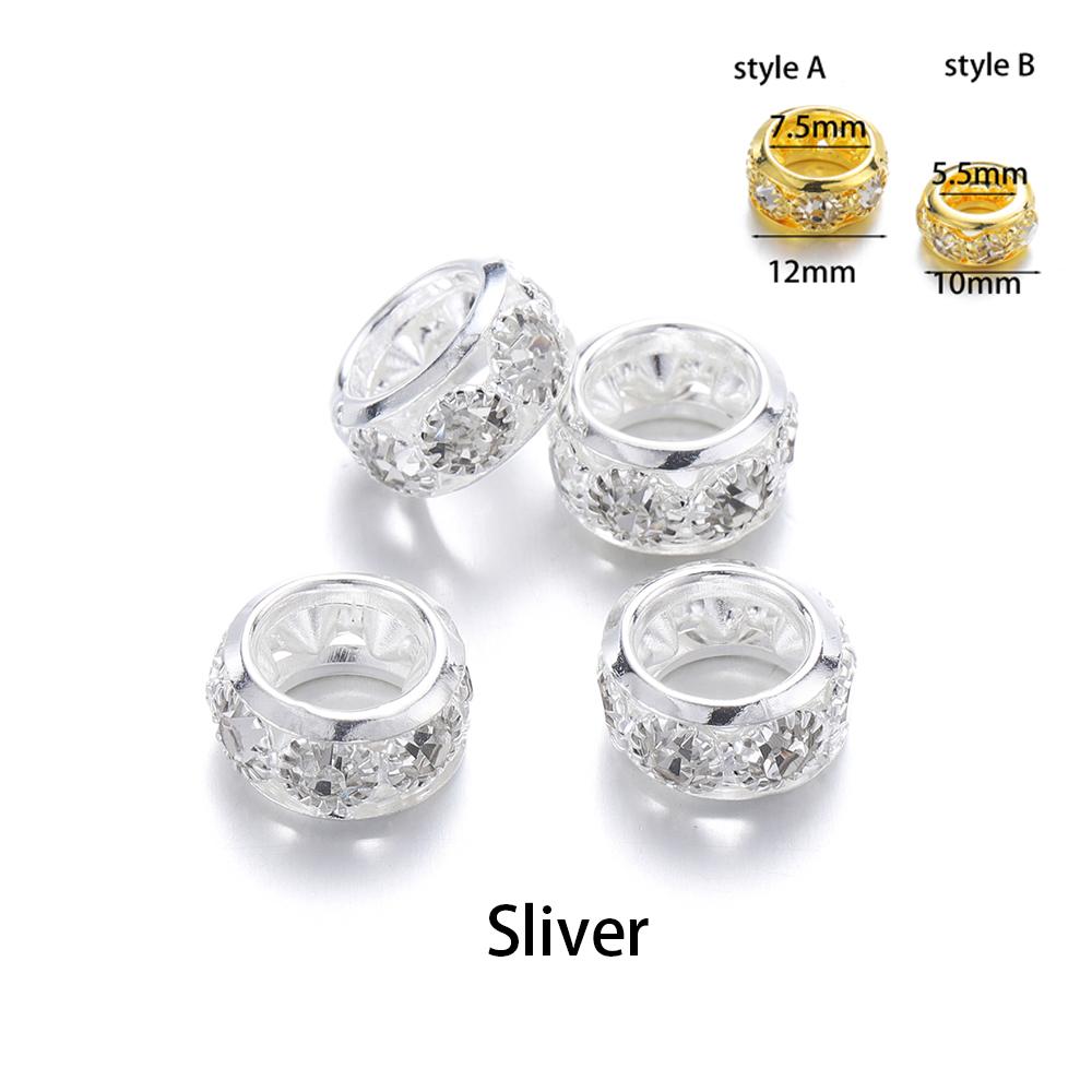 20pcs/lot Rhinestone Spacer Copper Beads Crystal  Rondelles Metal Beads For DIY Jewelry  Making Suppiles