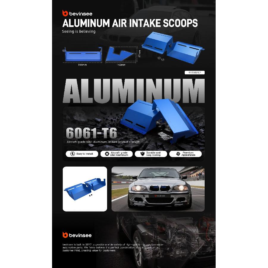 Aluminum Air Intake Scoops for BMW E90 E92 E93 323i 325i 328i 330i 335i 335d for BMW N54 N55 Engine 2007-2012
