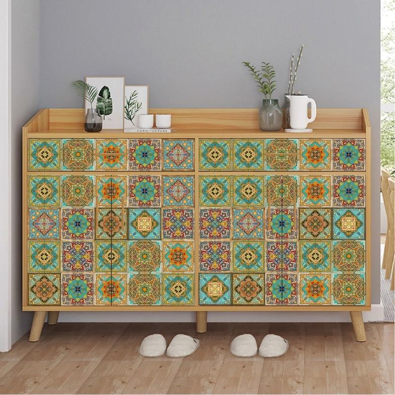 24 ks Nálepky na dlaždice Vzor starožitného porcelánu Nástěnné nálepky Vodotěsné Odnímatelné tapety Kuchyně Koupelna Umělecké nástěnné malby