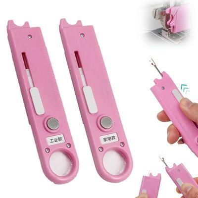 Hand Anti-prick Wire With Scale&Magnifying Glass One-second Threading Tools Needle Threader Magnetic Absorption