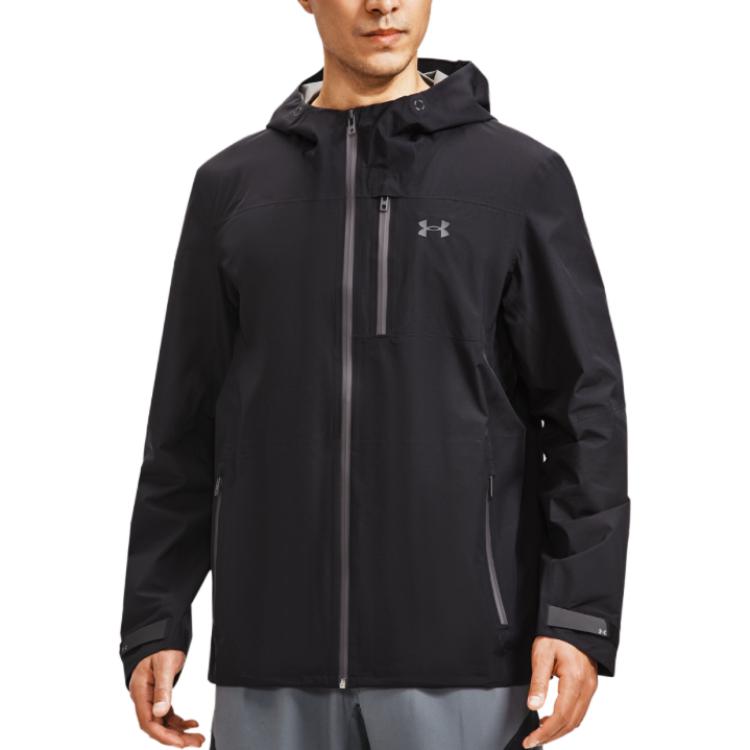 Under Armour GORE-TEX Paclite Logo Print Zip-Up Hooded Jacket Men Jackets Black 1369994-001