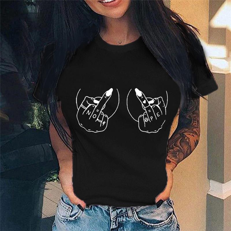 Funny Middle Finger Nail Graphic T Shirt for Men Clothing Casual Women Clothes Unisex Loose T-shirt Fashion Streetwear Tee Shirt