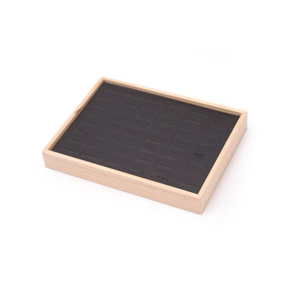 48 Grids Earrings Display Tray Velvet Ring Earring Holder Simple Wood Rings Tray  Home
