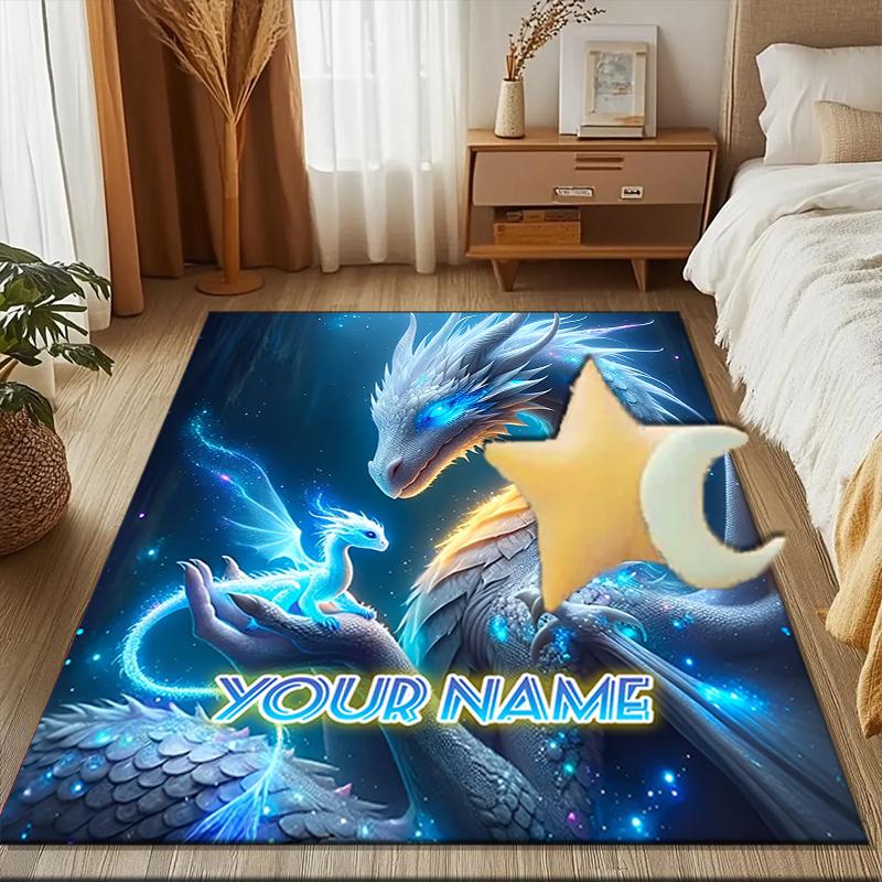 1PC Custom Name Ethereal Dragon's Embrace Theme Floor Mat Ideal for Living Room, Game Rooms, Office, Bedroom,Floor Mat Playful Design117