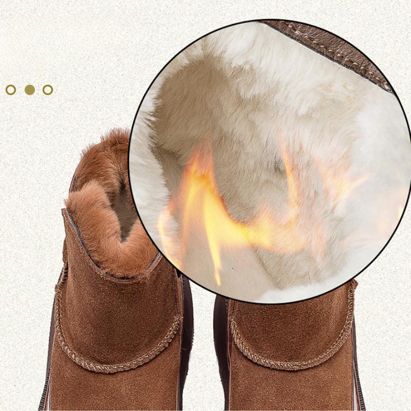 Johnature Thick Sole Snow Boots With Plush Warm Side Zipper Versatile Retro Solid Color Women's Shoes