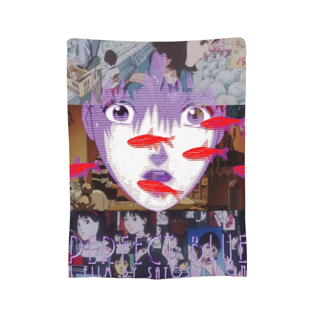 Perfect Blue Satoshi Kon Animated Film Collage Blanket Fleece Printed Anime Ultra-Soft Throw Blanket for Bed Office Bedspreads