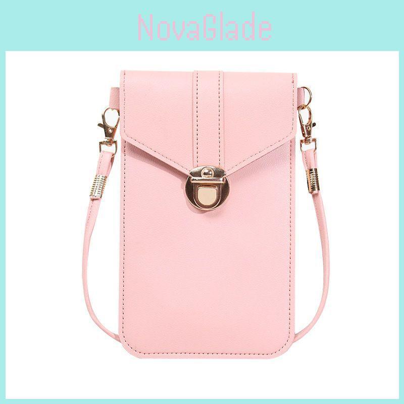 Borsa per telefono in PU elegante e versatile per donna Touchscreen Gancio Mini alla moda Portafoglio Multiuso Studente Arrivo)