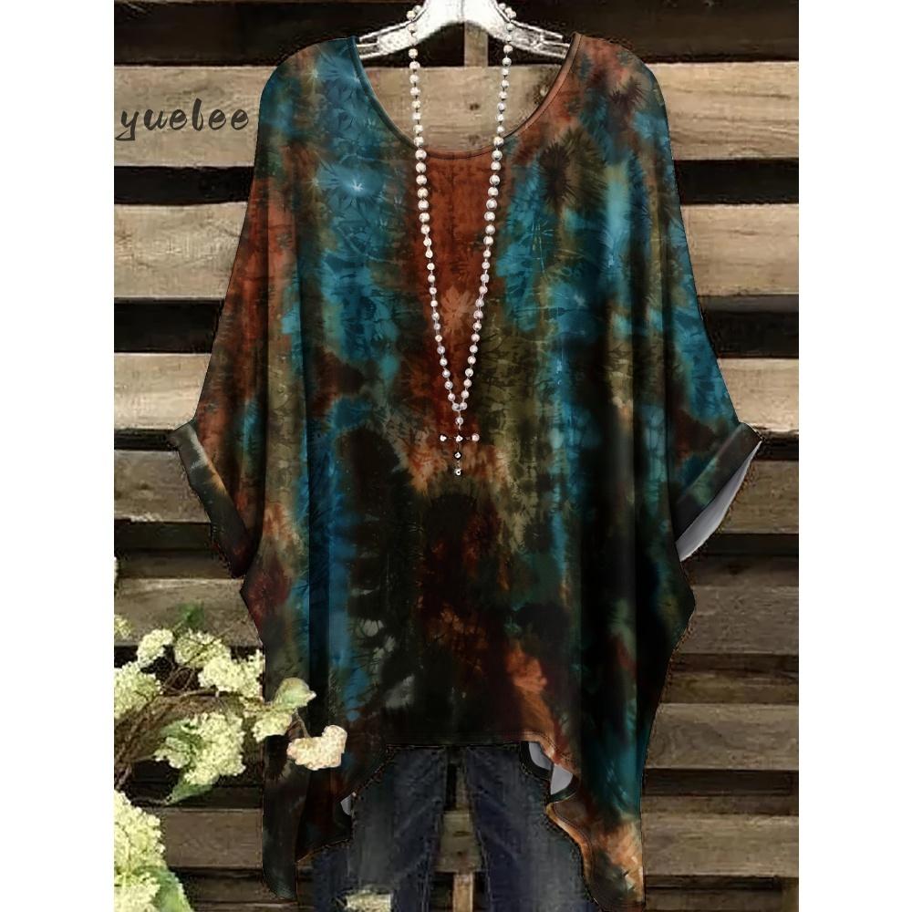 Damenbekleidung Bohemian Floral Tunika Übergröße Damen Bohemian Floralprint Tunika T-Shirt Kurzarm O-Ausschnitt Freizeitkleidung