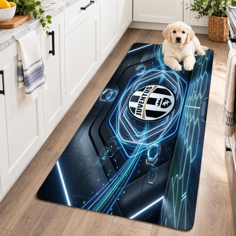 Flannel Kitchen Mat Juventus FC Soft Area Rug Non Slip Floor Carpet Home Decoration