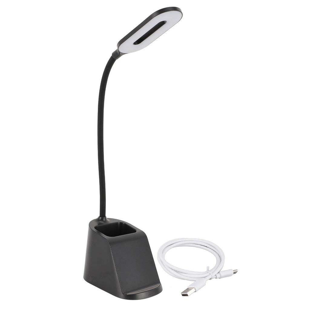 LED Desk Lamp 3 In 1 Eye Caring Touch Table Lamp with Wireless Charger and Pen Holder for Bedroom Study Office Black