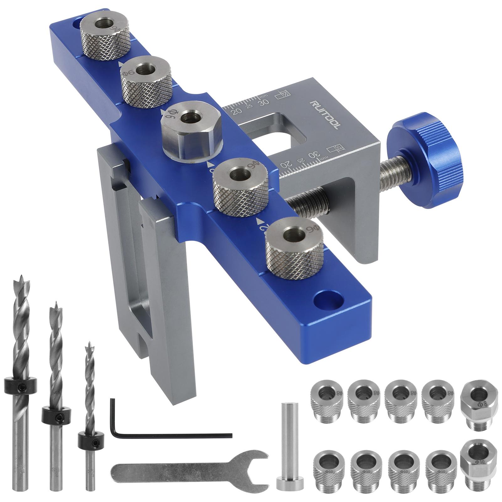 

Модернизированный комплект дюбельных приспособлений, регулируемый локатор для деревообработки, алюминиевый кондуктор для карманных отверстий с 3 сверлами для панельной мебели