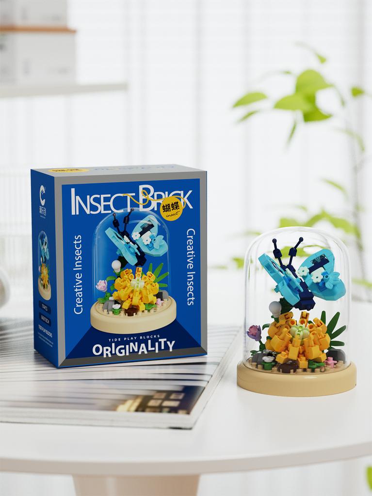 Miniatur-Insektenfiguren-Serie, Mikro-Bausteine, Lernspielzeug für Kinder, Blumenbausteine, Plastikspielzeug, Geschenke