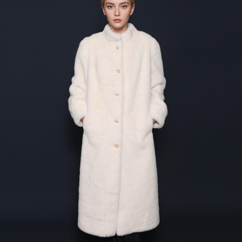 Women's Stylish Mink Fur Coat: Elegant Long Autumn & Winter Outerwear