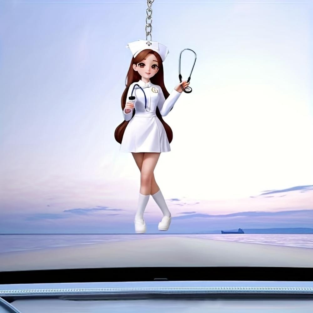 Elegant and Beautiful Acrylic Nurse Keychain - Medical Uniform Nurse Theme Keyring for Nurses Day Pendant Gift Souvenirs for Friends