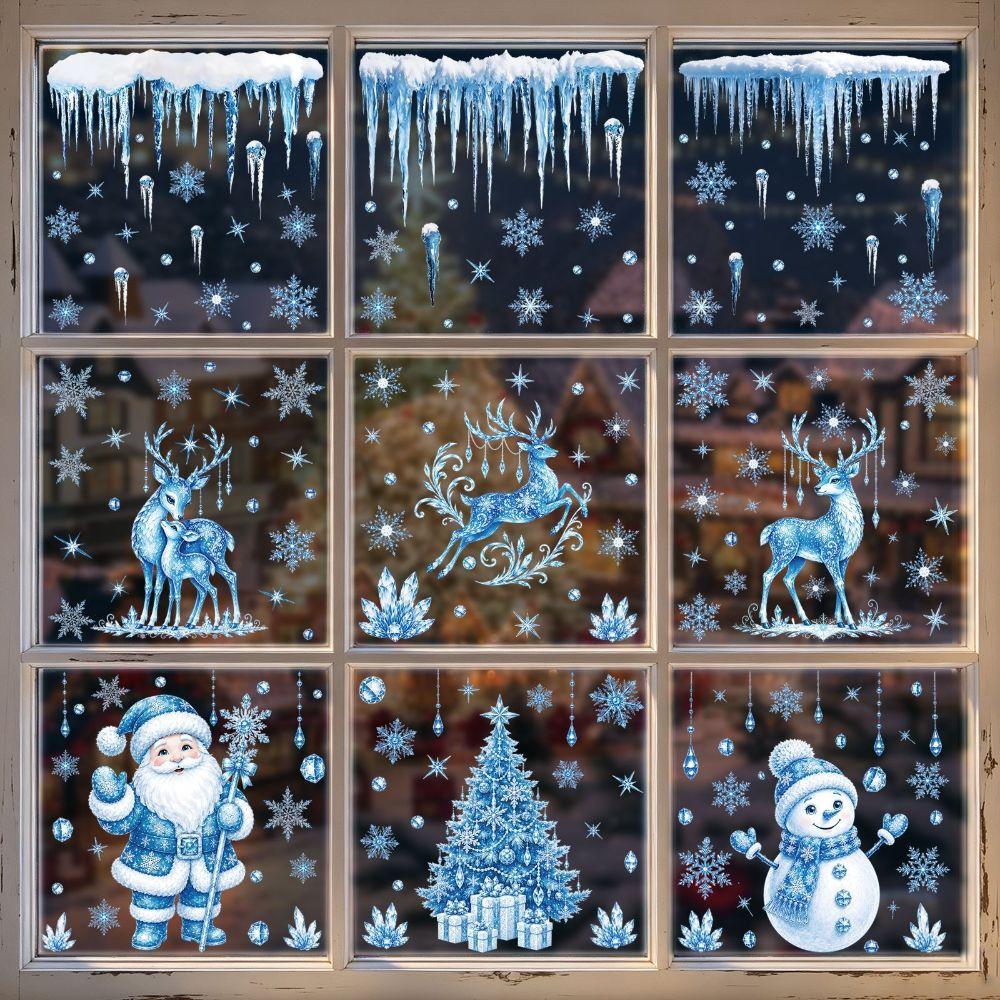 Santa Claus Christmas Tree Christmas Wall Sticker Christmas Static Window Stickers Festive Decor
