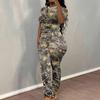 Spring and Autumn New Casual Fashion Random Printed Short-sleeved T-shirt Trousers Women's Suit