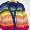 Women's Handmade Chunky Knit Rainbow Stripe Cardigan