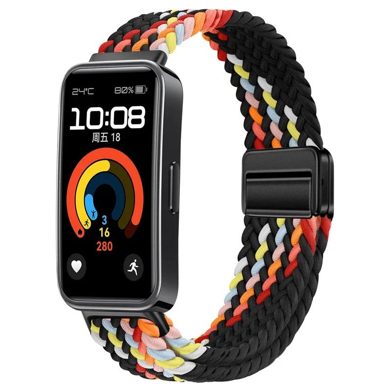 Magnetic Braided Loop Strap for Huawei Band 10 9 8 Accessories Adjustable Wristband Elastic Nylon Bracelet Huawei Band 9 Band 8